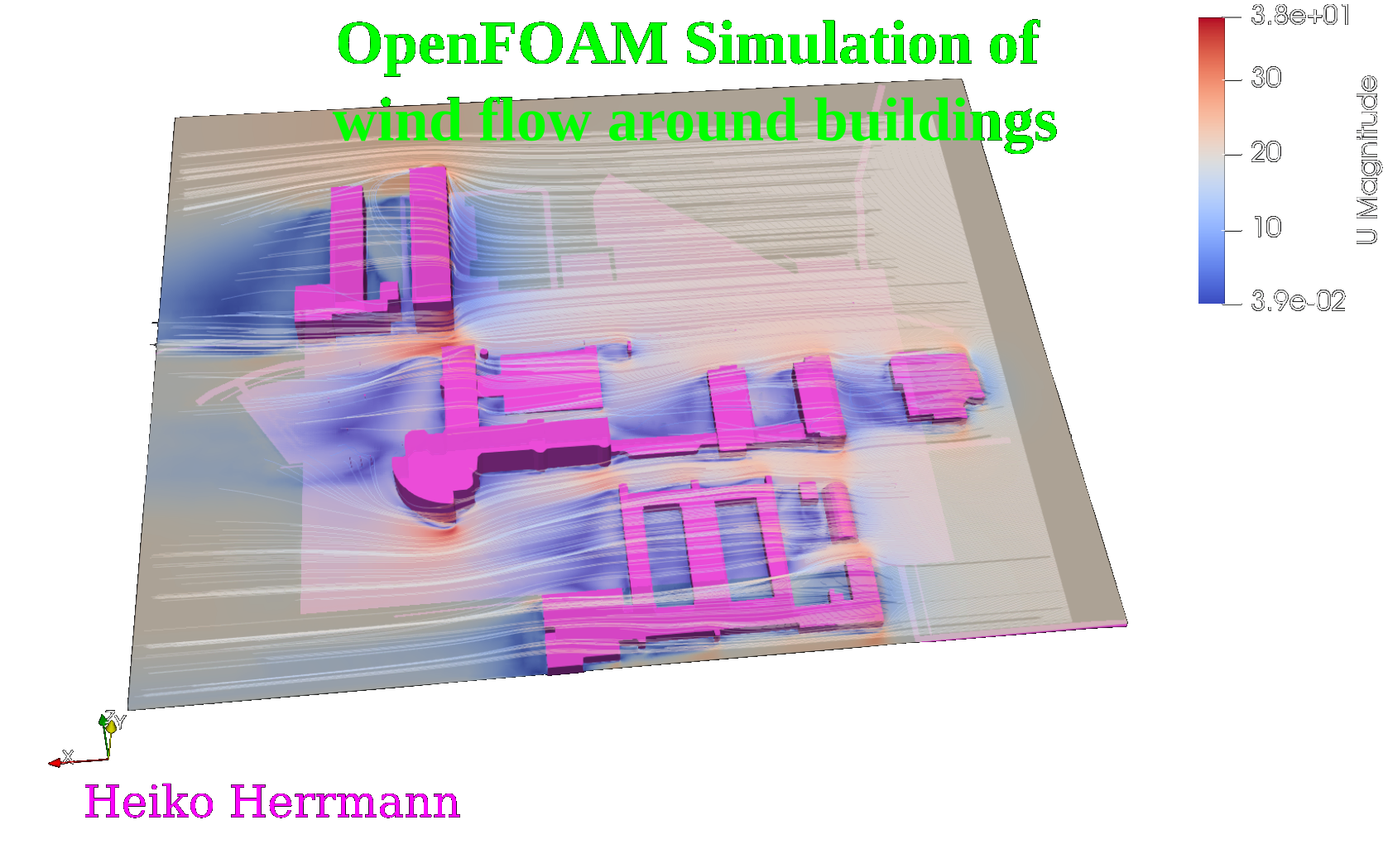 OpenFOAM wind simulation around buildings